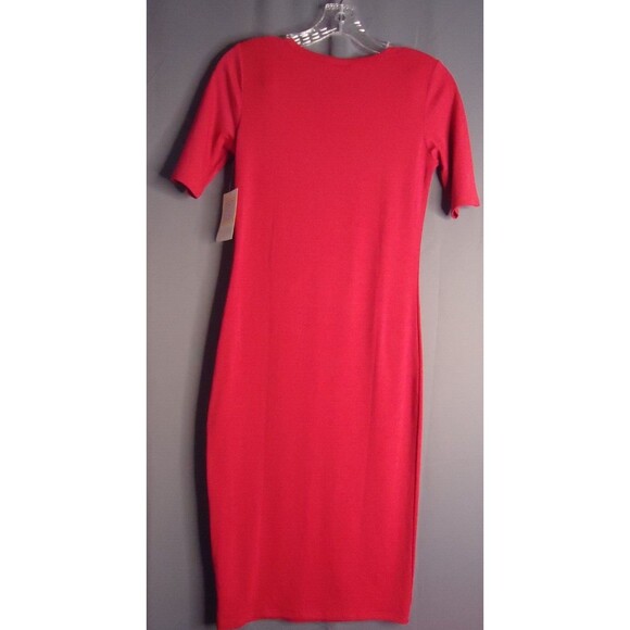 LulaRoe Julia Scoop Neck Half Sleeve Midi Dress Womens Size XXS Red New - Picture 8 of 8